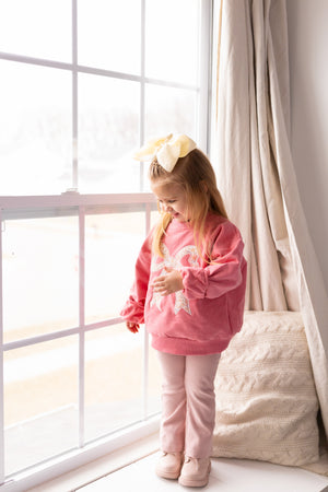 Applique Floral Bow Crewneck Sweatshirt