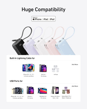 Anker Power Bank (10K, Fusion, Built-In Cable)