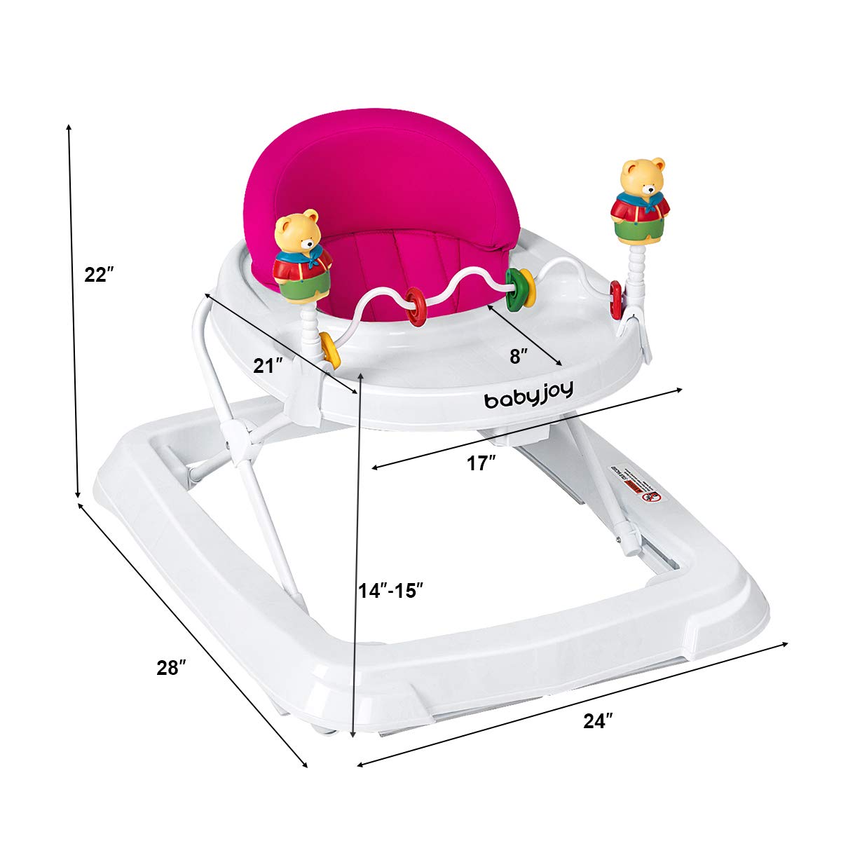 Adjustable Height Removable Folding Portable Baby Walker-Blue