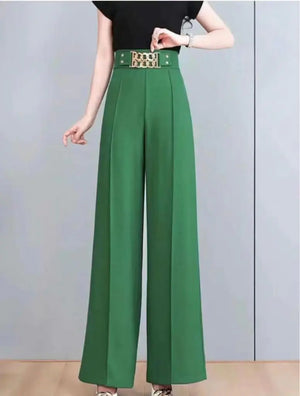 Elegant High-Waist Stretchy Wide-Leg Pants for Women