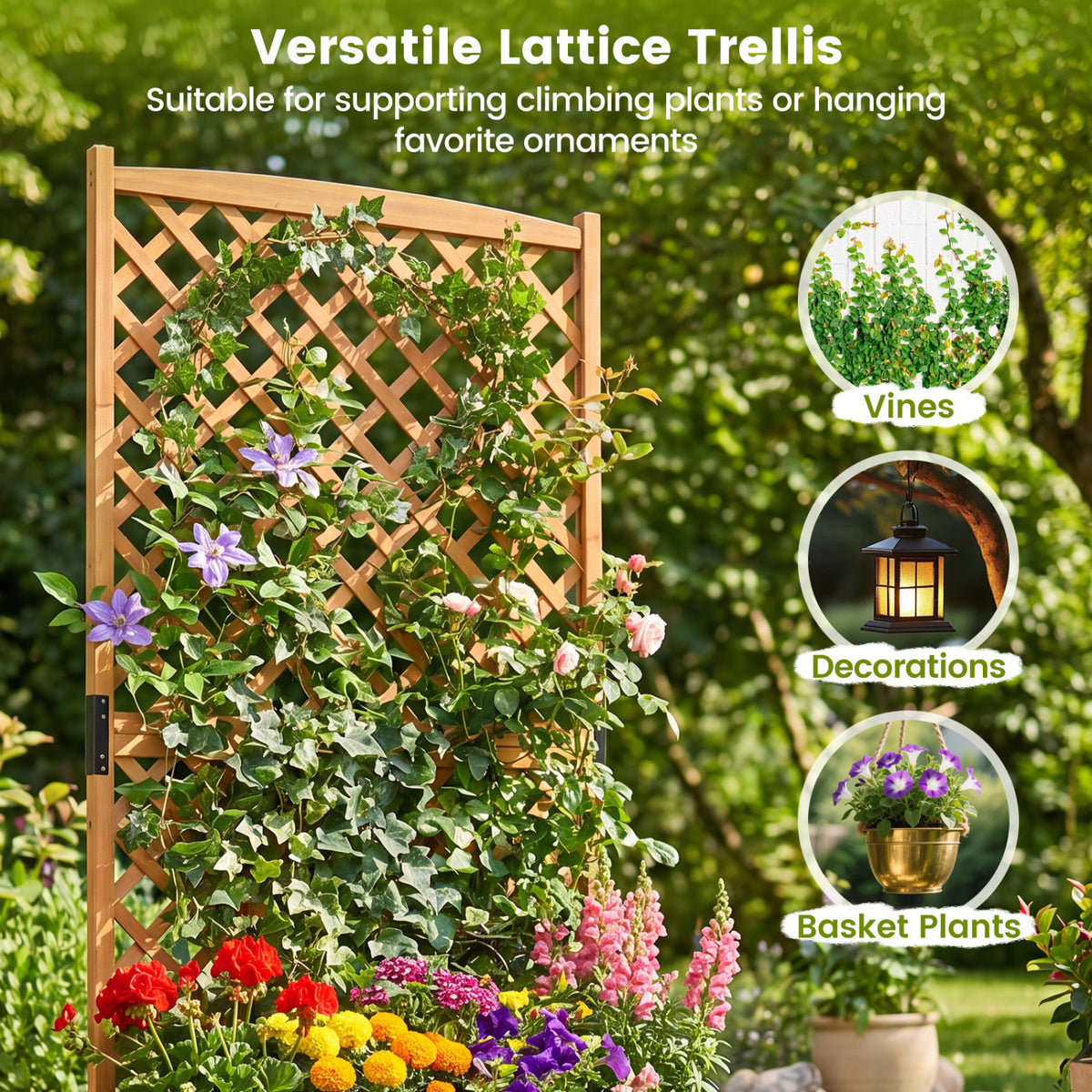 Planter Raised Bed with Trellis for Plant Flower Climbing-Orange