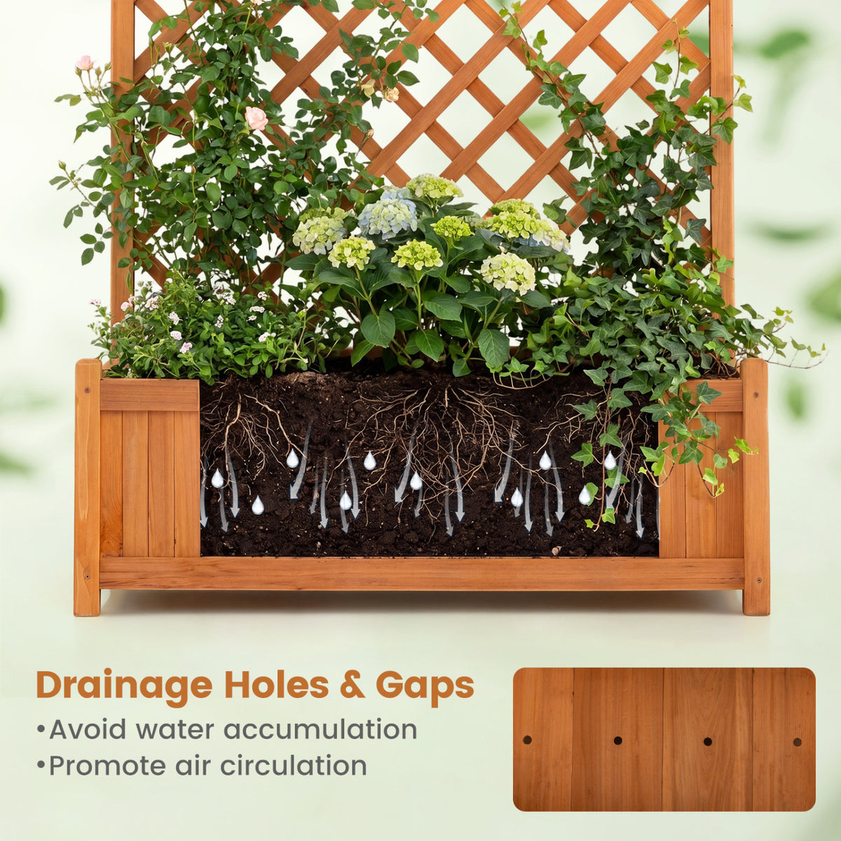 Planter Raised Bed with Trellis for Plant Flower Climbing-Orange