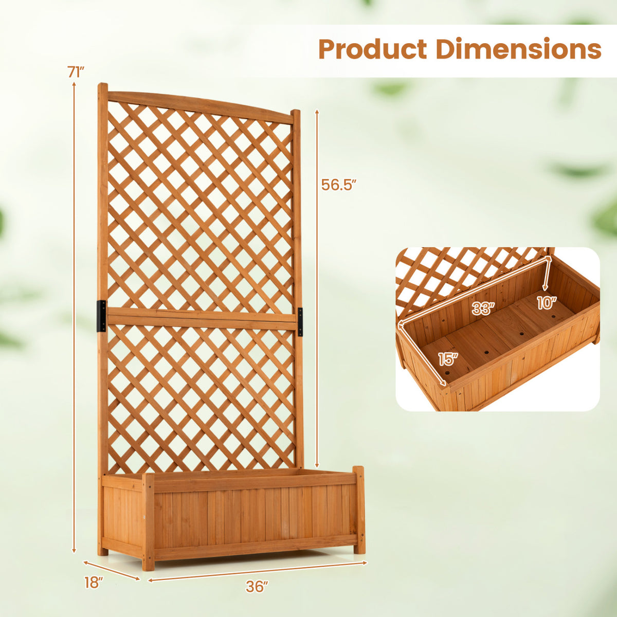 Planter Raised Bed with Trellis for Plant Flower Climbing-Orange