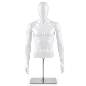 Plastic Half Body Head Turn Male Mannequin with Base