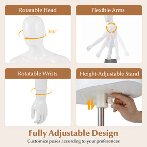 Plastic Half Body Head Turn Male Mannequin with Base