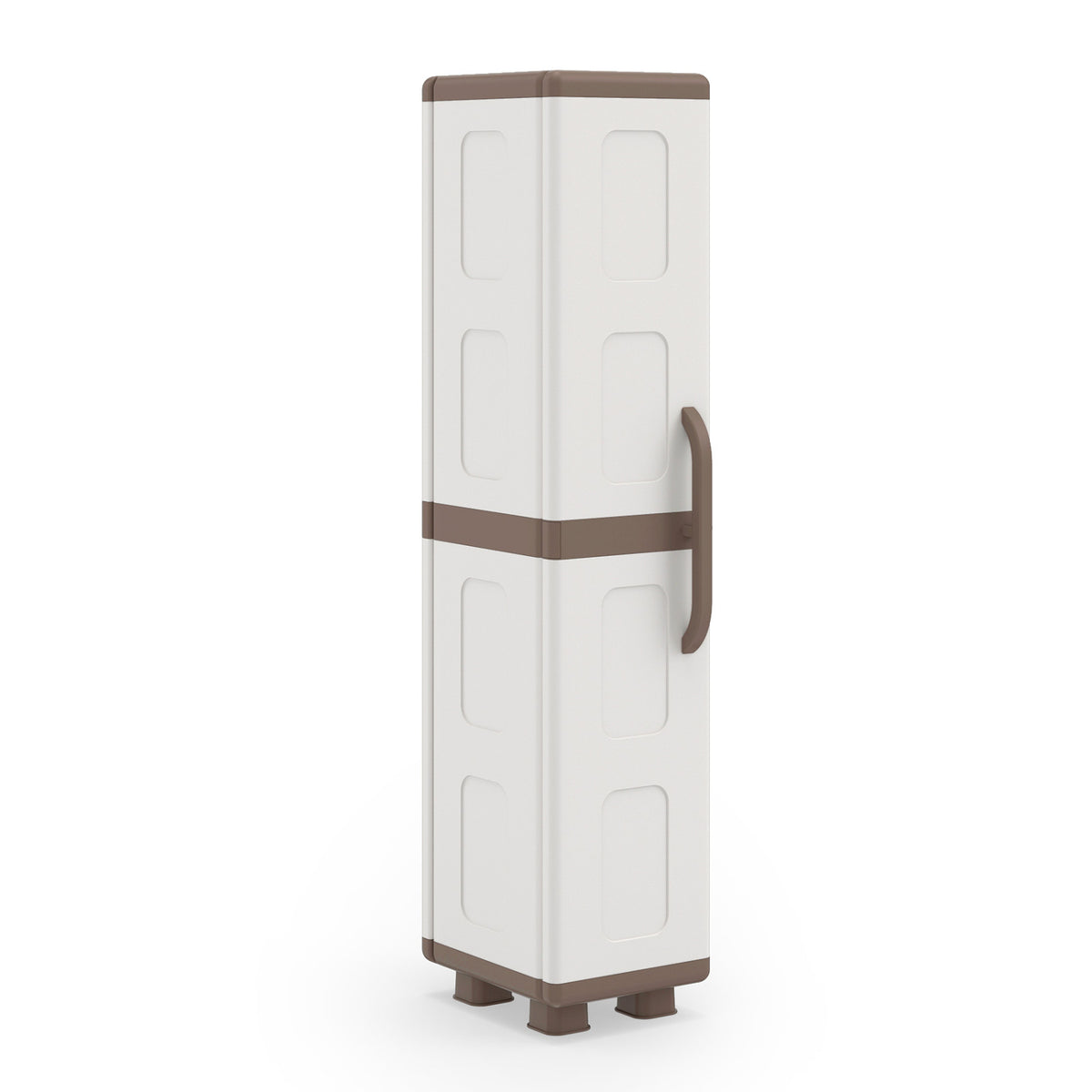 Plastic Kitchen Pantry with 4 Adjustable Shelves and Single Door for Living Room and Kitchen-Beige
