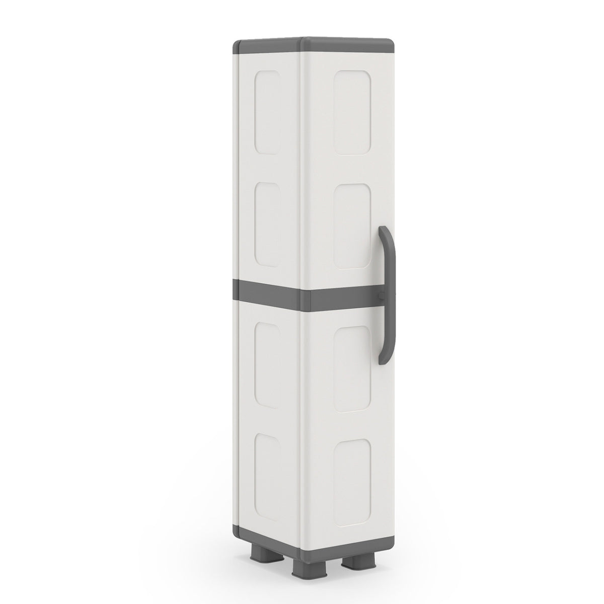 Plastic Kitchen Pantry with 4 Adjustable Shelves and Single Door for Living Room and Kitchen-Gray