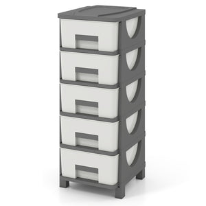 Plastic Storage Organizer with Handles and Compact Drawer Cabinet Side Table for Bedroom-Gray