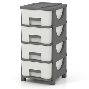 Plastic Storage Organizer with Compact Drawer Cabinet Side Table for Bedroom-Gray