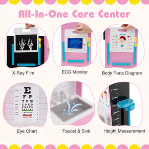 Play Doctor's Office Wood Medical Center Toy Set with Examine Region-Pink