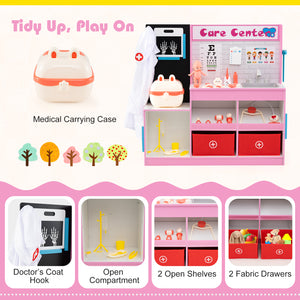 Play Doctor's Office Wood Medical Center Toy Set with Examine Region-Pink