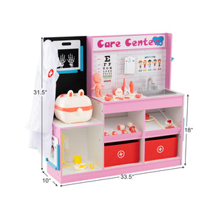 Play Doctor's Office Wood Medical Center Toy Set with Examine Region-Pink