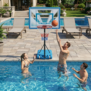 Pool Basketball Hoop with 3-Level Adjustable Height and Weighted Base