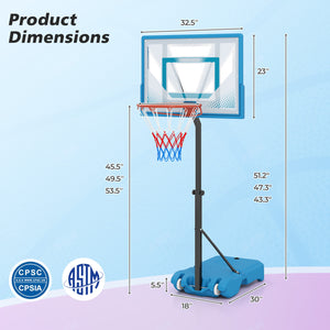 Pool Basketball Hoop with 3-Level Adjustable Height and Weighted Base