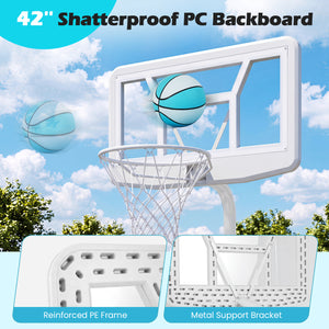 Pool Basketball Hoop Set with 2 Balls and Pump for Water Games-White