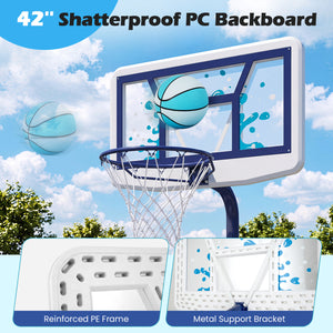 Pool Basketball Hoop Set with 2 Balls and Pump for Water Games-Navy