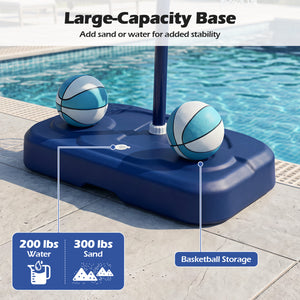 Pool Basketball Hoop Set with 2 Balls and Pump for Water Games-Navy