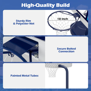 Pool Basketball Hoop Set with 2 Balls and Pump for Water Games-Navy
