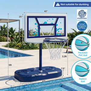 Pool Basketball Hoop Set with 2 Balls and Pump for Water Games-Navy