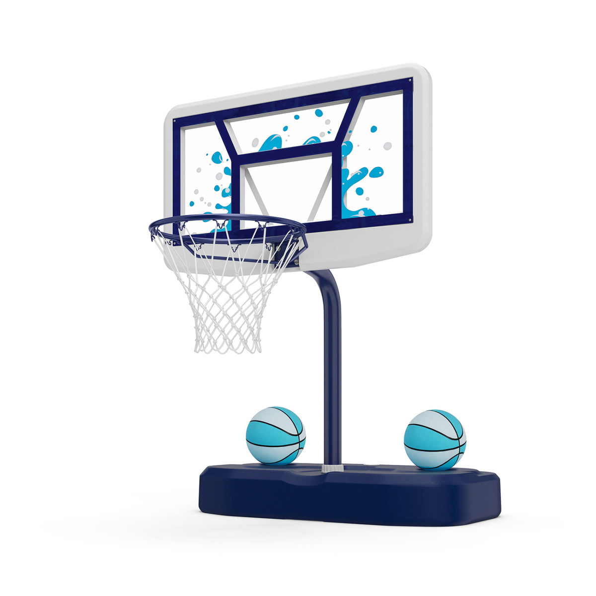 Pool Basketball Hoop Set with 2 Balls and Pump for Water Games-Navy