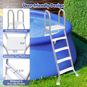 Foldable Outdoor Pool Chair with Handle and Back Support-White