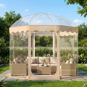Pop Up Bubble Tent 10x10 FT for 8-10 People Weatherproof Pod with 540 ° Panoramic Clear PVC