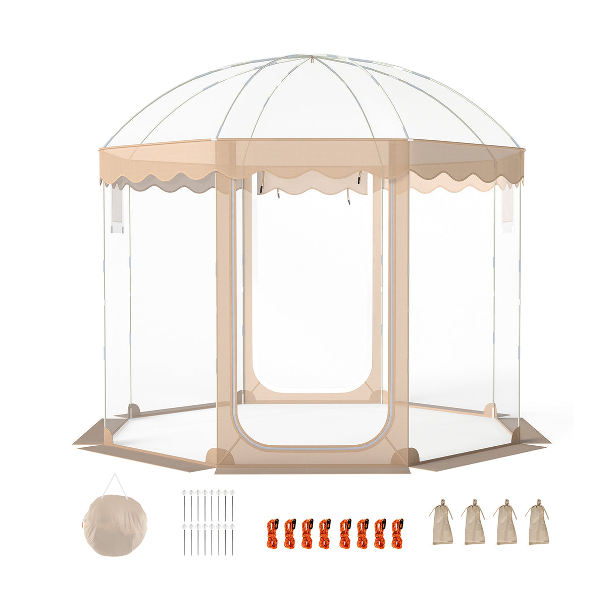Pop Up Bubble Tent 10x10 FT for 8-10 People Weatherproof Pod with 540 ° Panoramic Clear PVC