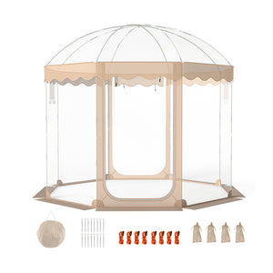 Pop Up Bubble Tent 10x10 FT for 8-10 People Weatherproof Pod with 540 ° Panoramic Clear PVC
