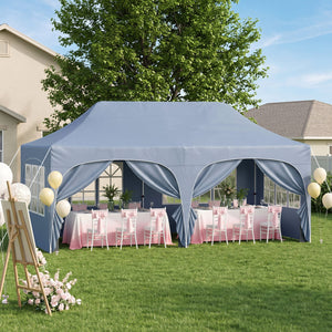 Pop Up Canopy Tent with 6 Removable Sidewalls for Patio-Gray