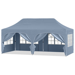 Pop Up Canopy Tent with 6 Removable Sidewalls for Patio-Gray