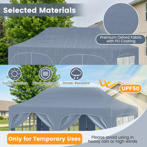 Pop Up Canopy Tent with 6 Removable Sidewalls for Patio-Gray