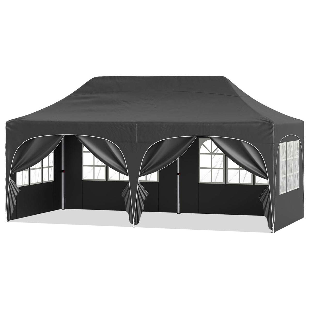 Pop Up Canopy Tent with 6 Removable Sidewalls for Patio-Black