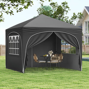 10 X 10 FT Pop up Canopy Tent with 4 Removable Sidewall-Gray by DirectDeals