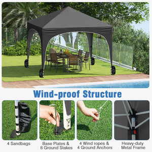 10 X 10 FT Pop up Canopy Tent with 4 Removable Sidewall-Gray by DirectDeals