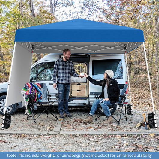 8 X 8 Feet Pop up Canopy Tent with 1 Sidewall and Portable Backpack-Blue