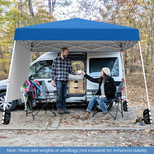 8 X 8 Feet Pop up Canopy Tent with 1 Sidewall and Portable Backpack-Blue