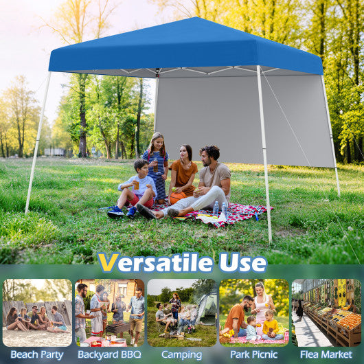8 X 8 Feet Pop up Canopy Tent with 1 Sidewall and Portable Backpack-Blue