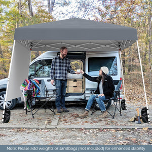 8 X 8 Feet Pop up Canopy Tent with 1 Sidewall and Portable Backpack-Gray