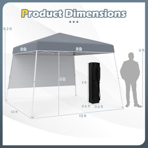 8 X 8 Feet Pop up Canopy Tent with 1 Sidewall and Portable Backpack-Gray