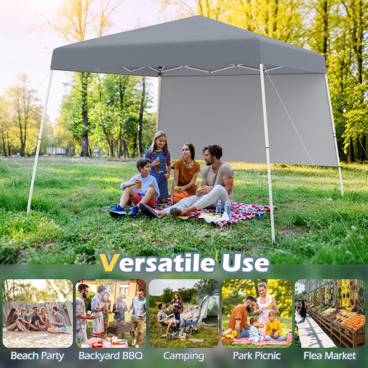 8 X 8 Feet Pop up Canopy Tent with 1 Sidewall and Portable Backpack-Gray