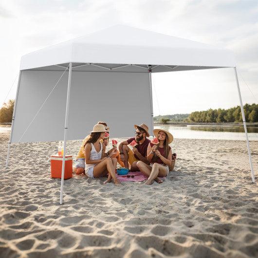 8 X 8 Feet Pop up Canopy Tent with 1 Sidewall and Portable Backpack-White