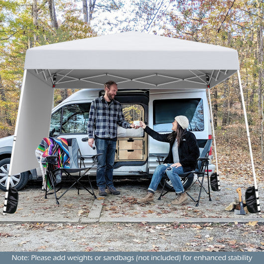 8 X 8 Feet Pop up Canopy Tent with 1 Sidewall and Portable Backpack-White