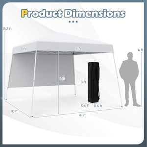 8 X 8 Feet Pop up Canopy Tent with 1 Sidewall and Portable Backpack-White