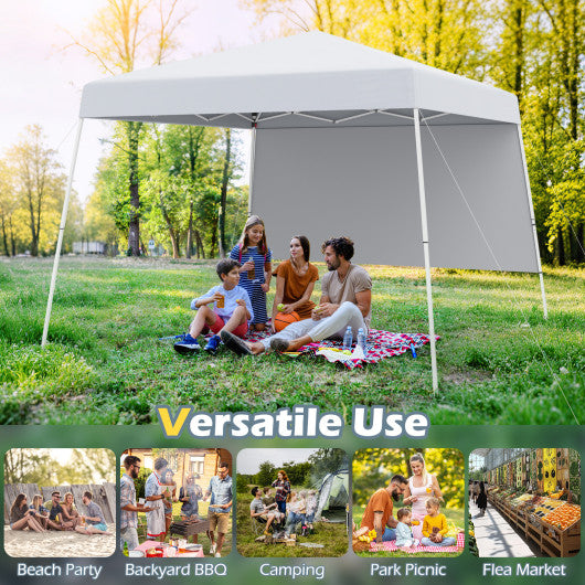 8 X 8 Feet Pop up Canopy Tent with 1 Sidewall and Portable Backpack-White