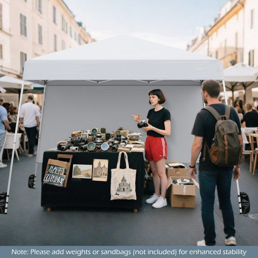 8 X 8 Feet Pop up Canopy Tent with 1 Sidewall and Portable Backpack-White