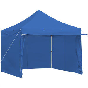 10 x 10 Feet Pop-up Gazebo with 5 Removable Zippered Sidewalls and Extended Awning-Blue by DirectDeals