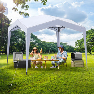 Pop up Canopy Tent with Portable Wheeled Bag 8 Stakes 4 Wind Ropes-White