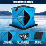 Portable 2 Person Ice Shanty with Cotton Padded Walls-Blue