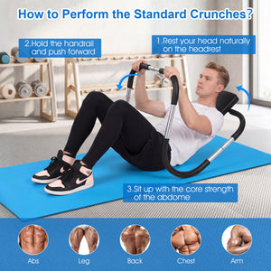 Portable AB Trainer with Headrest and Foam Handle for Office Home Gym-Silver