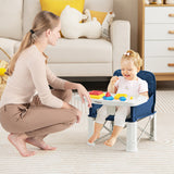 Portable Baby Booster Seat with Straps and Double Tray-Blue
